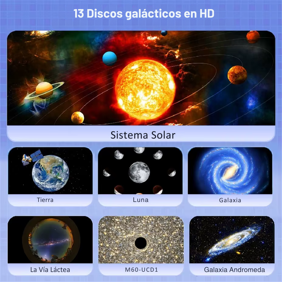Proyector Galáctico HD 4K - 12 Discos de Galaxias + enfoque ajustable