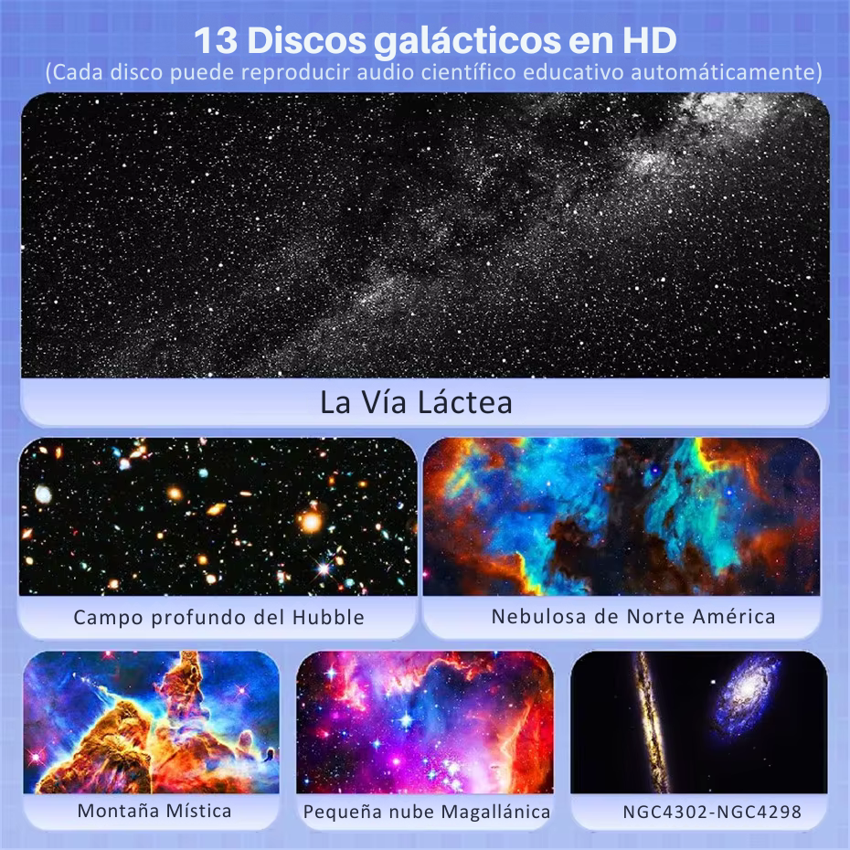 Proyector Galáctico HD 4K - 12 Discos de Galaxias + enfoque ajustable
