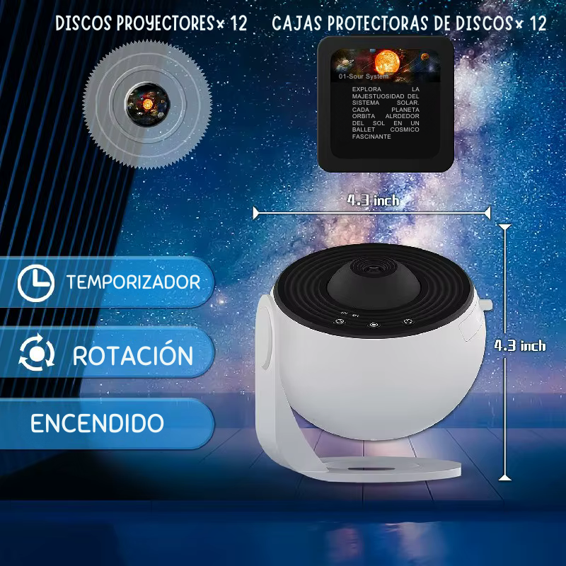 Proyector Galáctico HD 4K - 12 Discos de Galaxias + enfoque ajustable