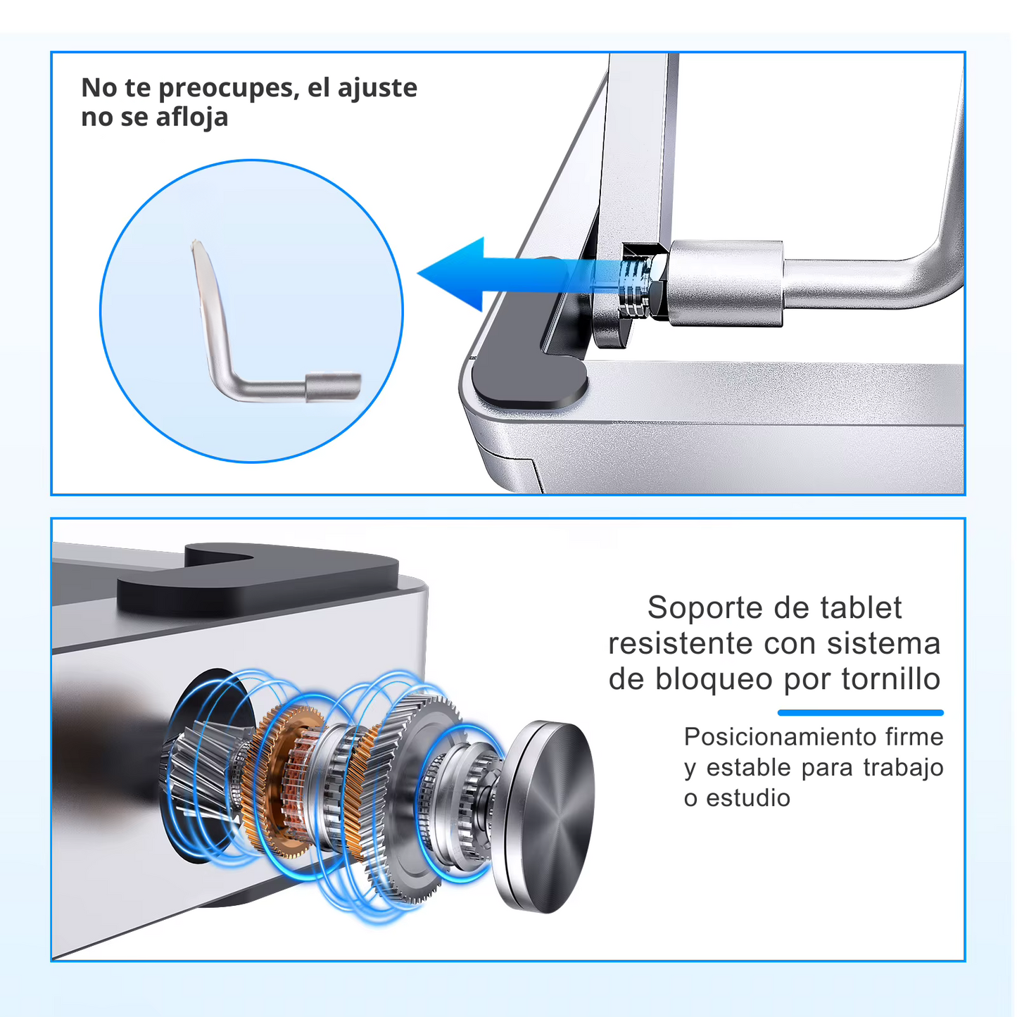 Soporte de Aluminio para Tablet con Cajón Organizador – Estilo Minimal