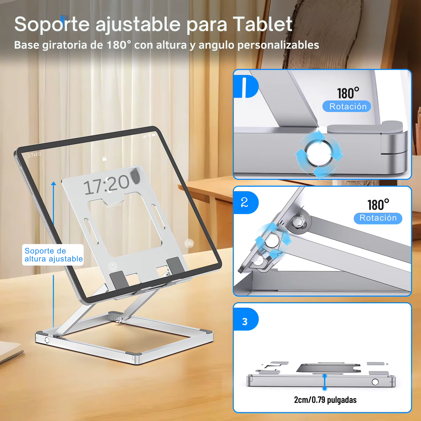 Soporte de Aluminio para Tablet con Cajón Organizador – Estilo Minimal