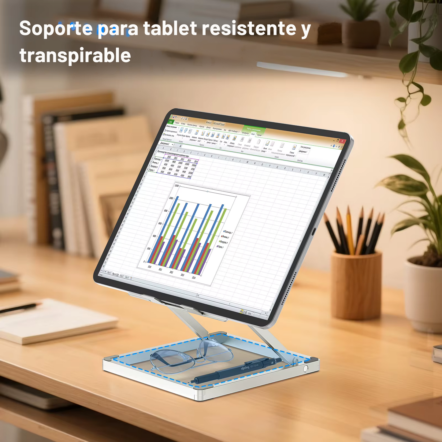 Soporte de Aluminio para Tablet con Cajón Organizador – Estilo Minimal