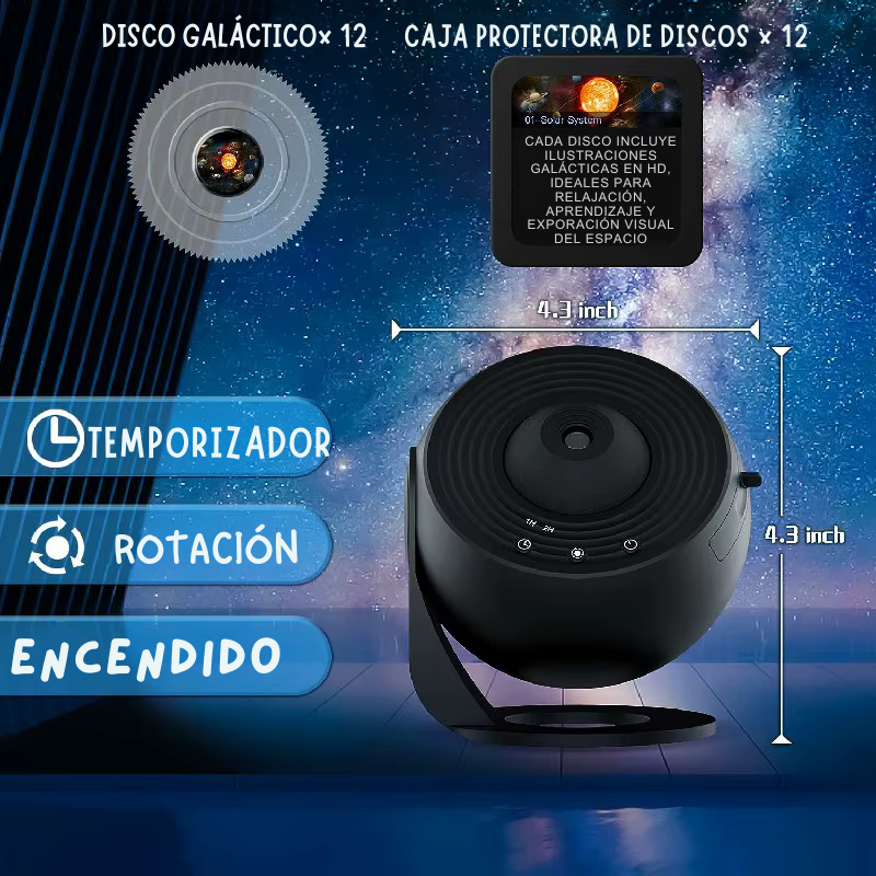 Proyector Galáctico HD 4K - 12 Discos de Galaxias + enfoque ajustable