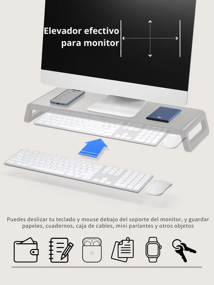 Soporte Elevador de Monitor y Laptop con 4 Puertos USB 3.0 – Aluminio Antideslizante y Diseño Ergonómico
