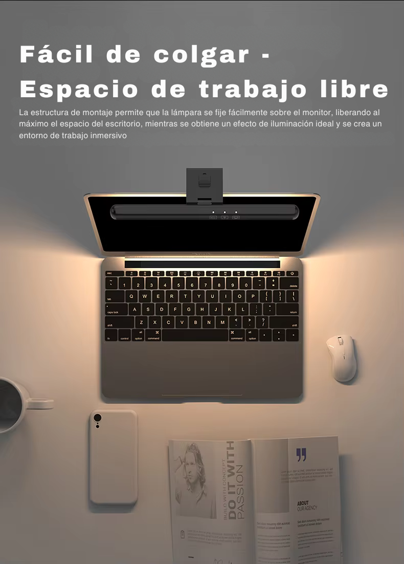 Luz LED para Monitor con Regulación de Brillo y Temperatura de Color, Diseño Antirreflejo