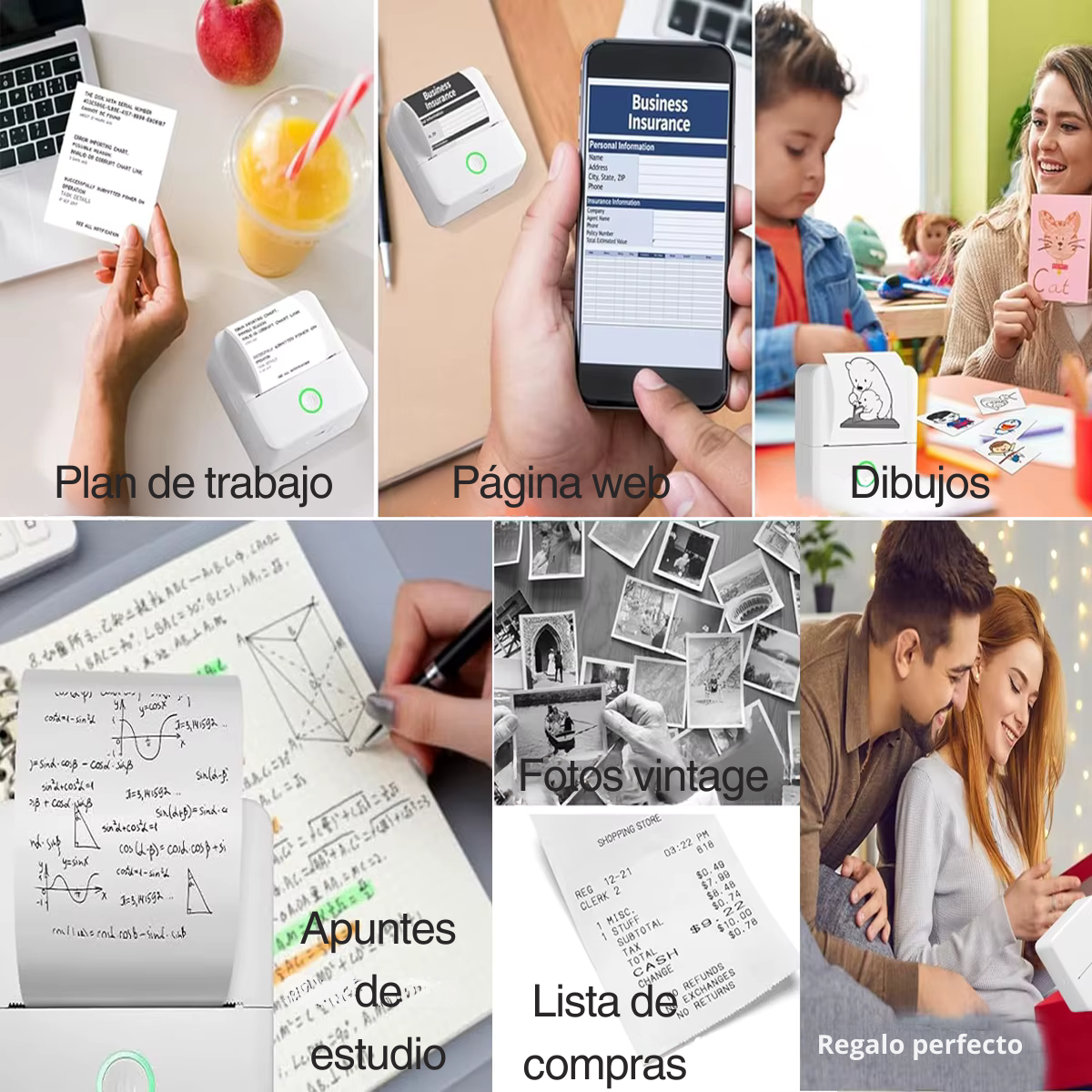 Mini Impresora Cute para Stickers, Etiquetas y Apuntes – Sin Tinta + Bluetooth