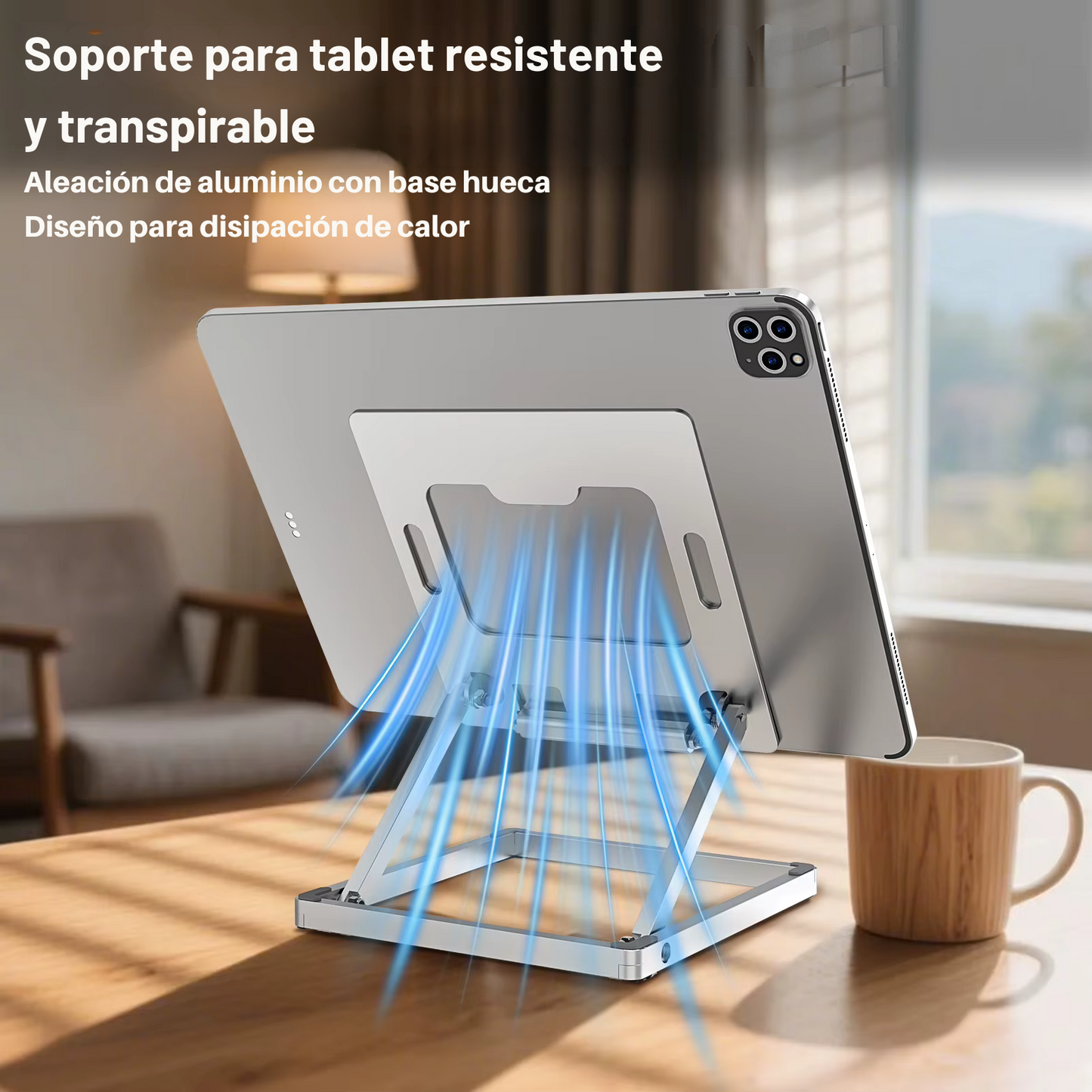 Soporte de Aluminio para Tablet con Cajón Organizador – Estilo Minimal