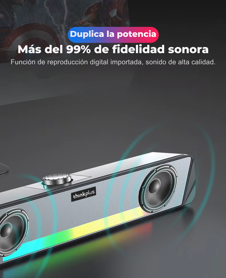 Barra de Sonido Thinkplus Bluetooth con Luces LED – Sonido Envolvente y Diseño Compacto