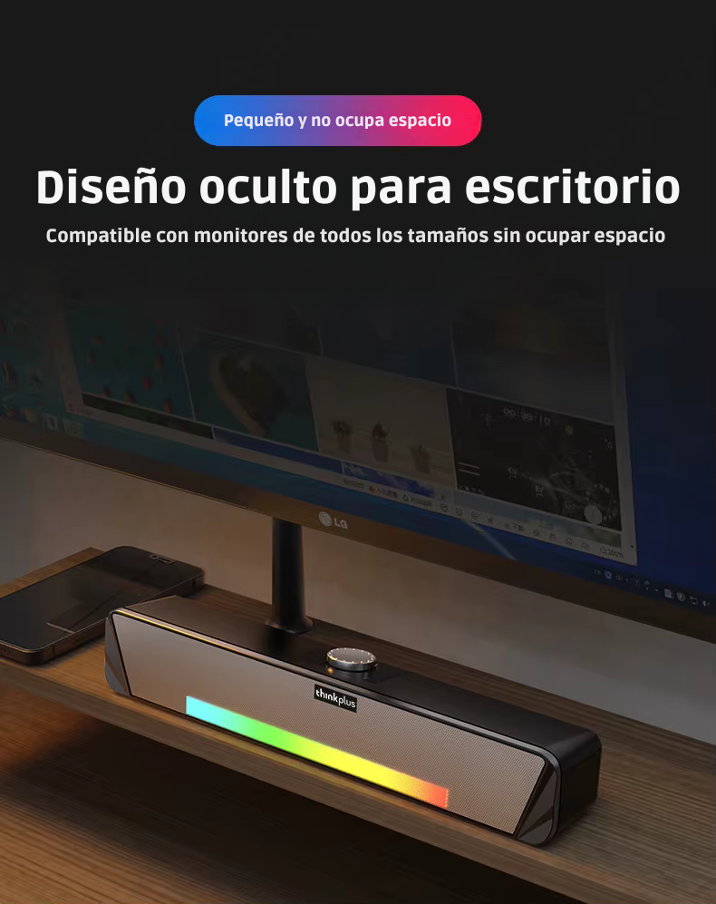 Barra de Sonido Thinkplus Bluetooth con Luces LED – Sonido Envolvente y Diseño Compacto