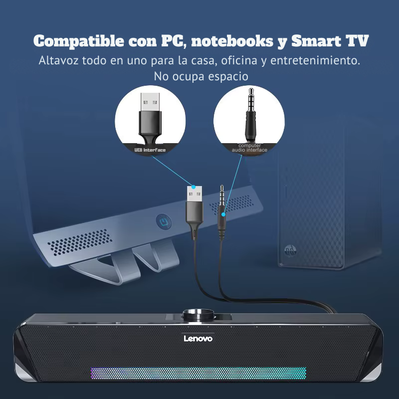 Barra de Sonido Thinkplus Bluetooth con Luces LED – Sonido Envolvente y Diseño Compacto